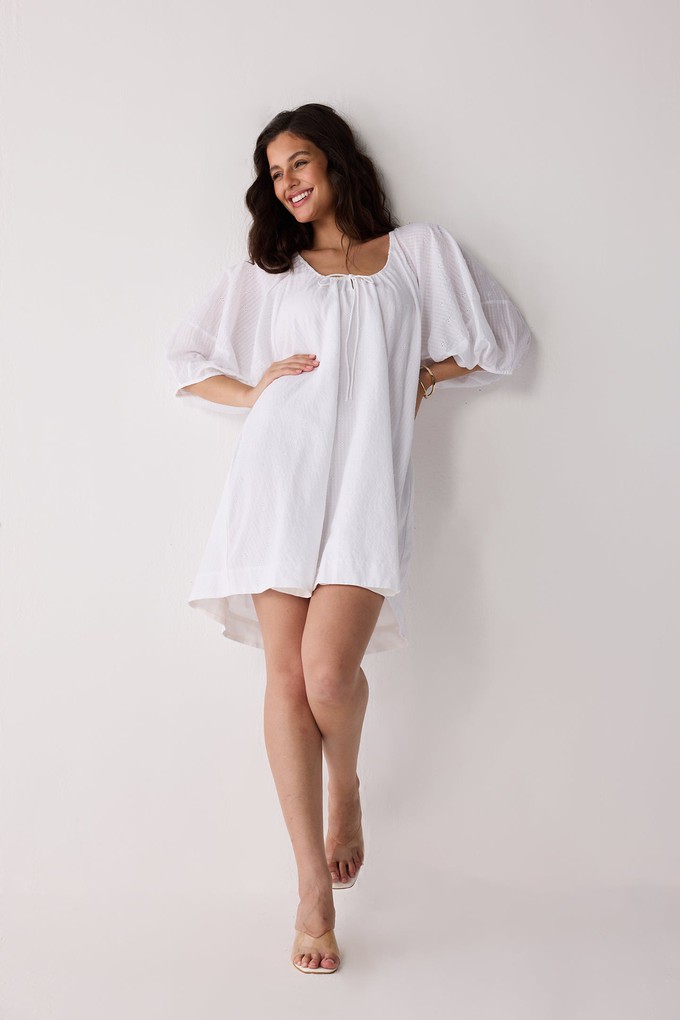 Puff Sleeved Dress with Drawstring Neckline from Reistor
