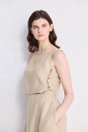 Overlap Midi Skirt in Neutral Beige from Reistor