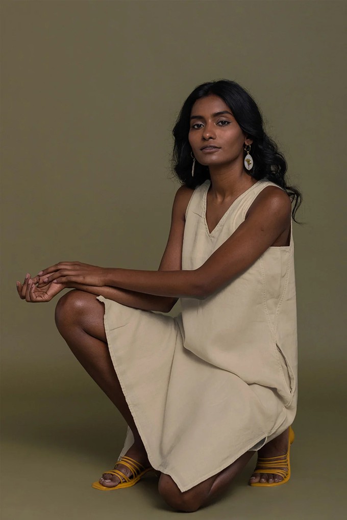 Reading Tea Leaves Dress in Neutral Beige from Reistor