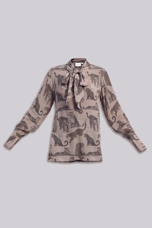 Relaxed-Fit Top with Front-tie in Animal Print from Reistor