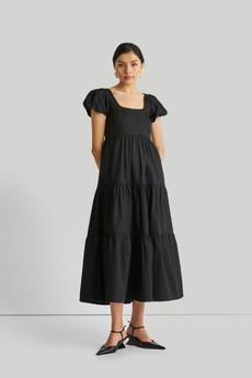 Puff Sleeve Tiered Maxi Dress in Black via Reistor