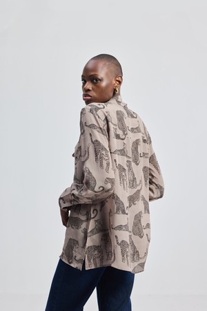 Relaxed-Fit Top with Front-tie in Animal Print from Reistor