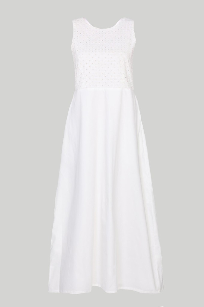 Cross-back Midi Dress in Eyelet Embroidery from Reistor