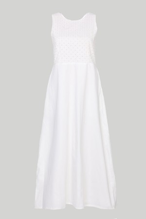 Cross-back Midi Dress in Eyelet Embroidery from Reistor