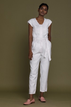 Evening Chai Jumpsuit in White from Reistor