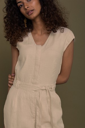 Evening Chai Jumpsuit in Neutral Beige from Reistor