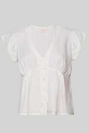 Deep V-neck Top in Off-white from Reistor