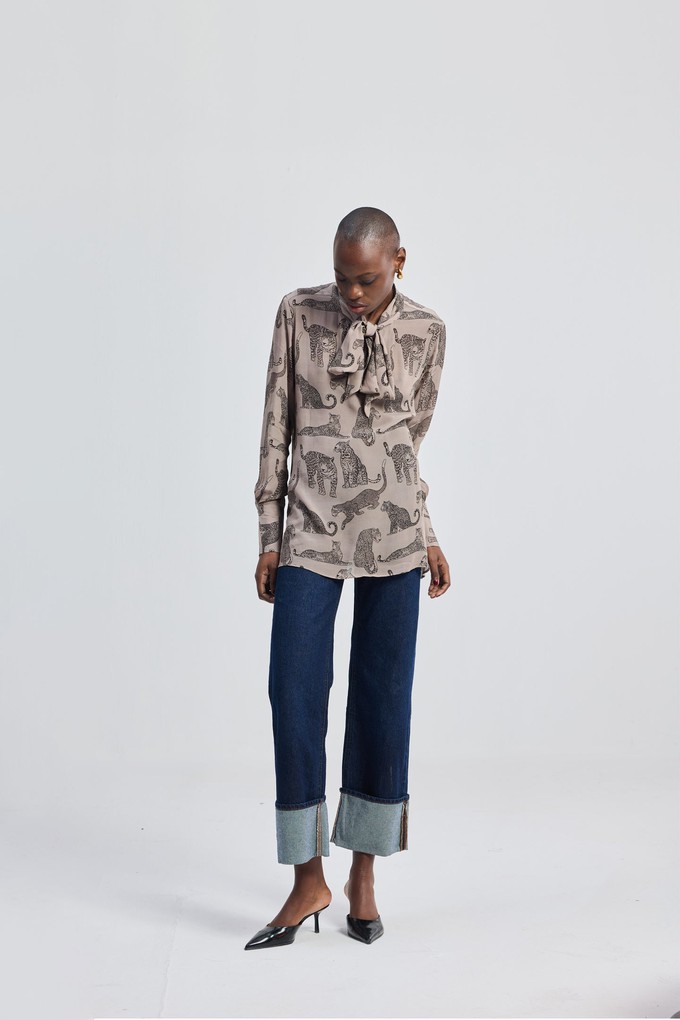 Relaxed-Fit Top with Front-tie in Animal Print from Reistor