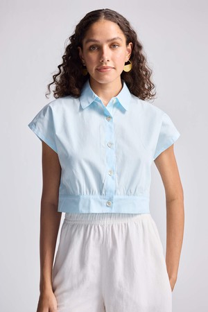 Oversized Crop Shirt in Summer Blue from Reistor