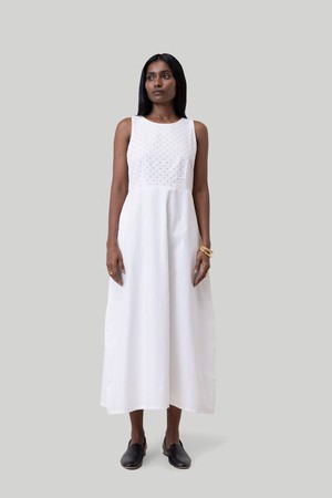 Cross-back Midi Dress in Eyelet Embroidery from Reistor