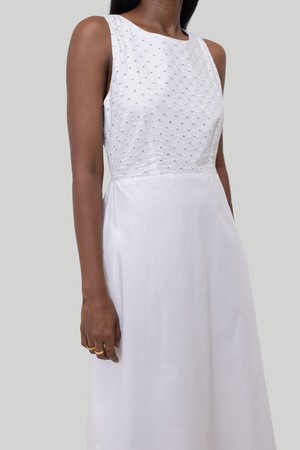 Cross-back Midi Dress in Eyelet Embroidery from Reistor
