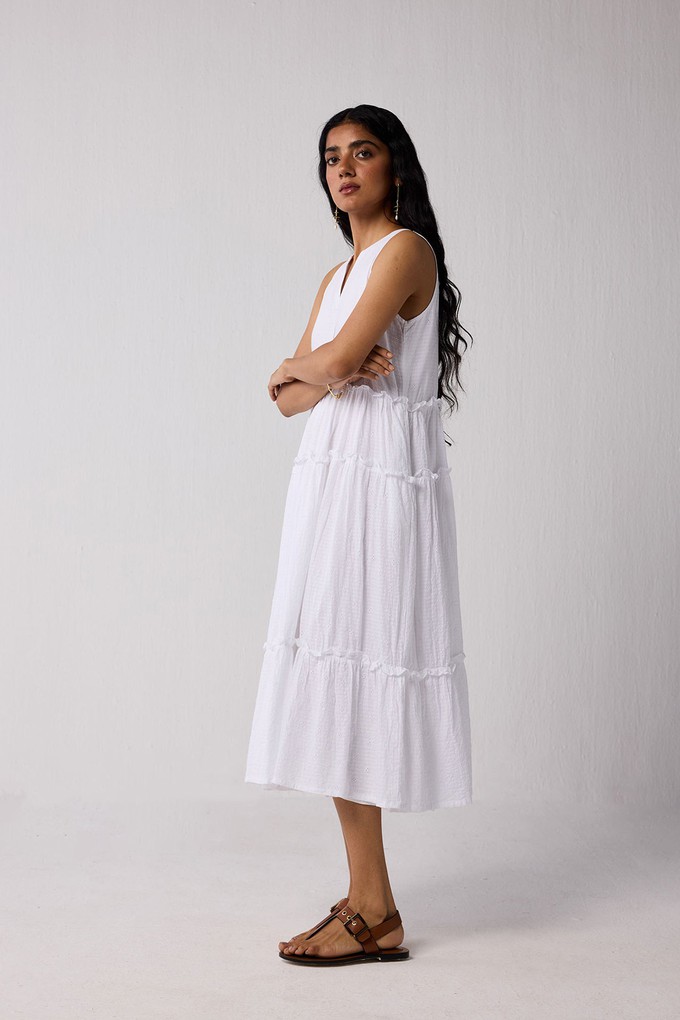 Embroidered Sleeveless Maxi Dress in White from Reistor