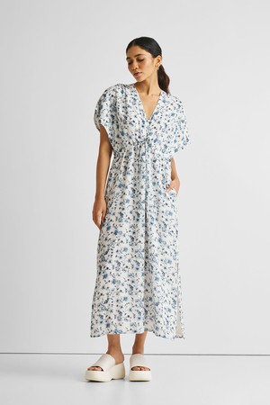 Gathered Maxi Dress in Blue Florals from Reistor