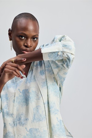 Relaxed-fit Shirt with Drawstring in Animal Print from Reistor