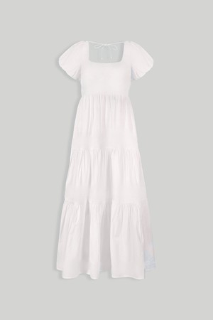 Puff Sleeve Tiered Dress in White from Reistor