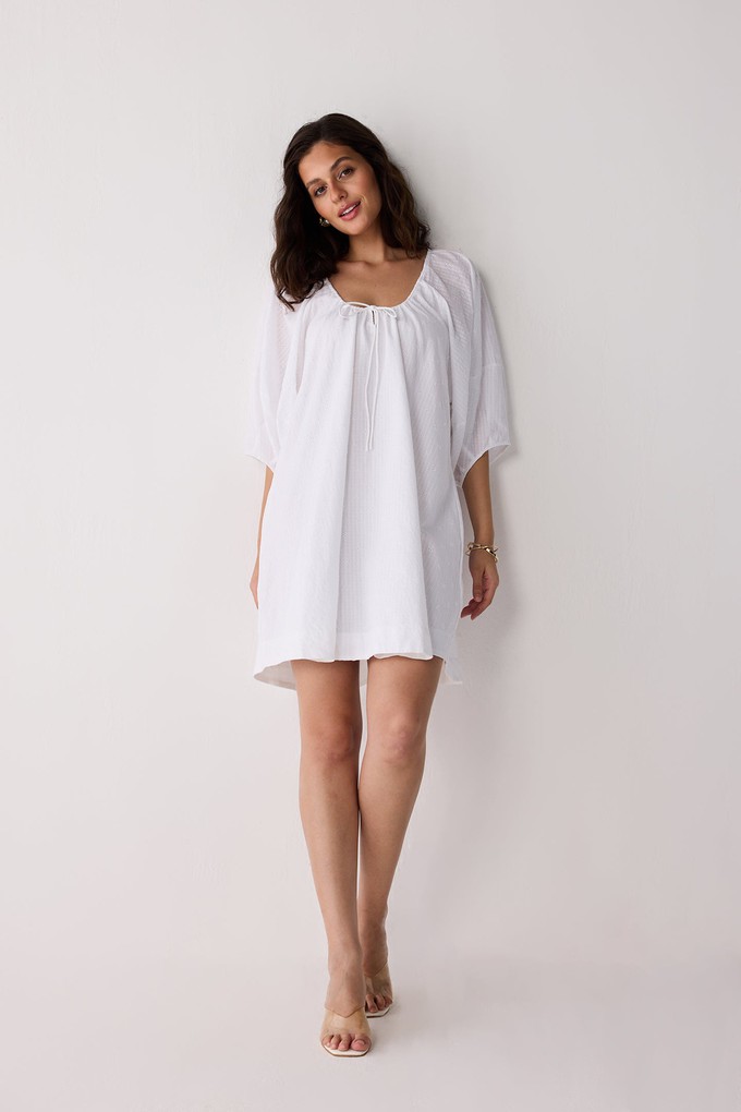 Puff Sleeved Dress with Drawstring Neckline from Reistor