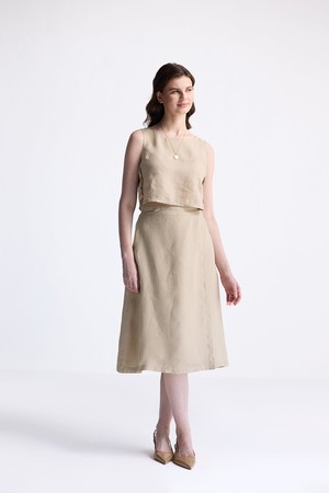 Overlap Midi Skirt in Neutral Beige from Reistor