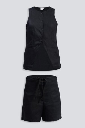Hemp Vest Jacket Set in Black from Reistor