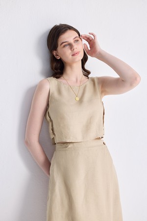 Overlap Midi Skirt in Neutral Beige from Reistor