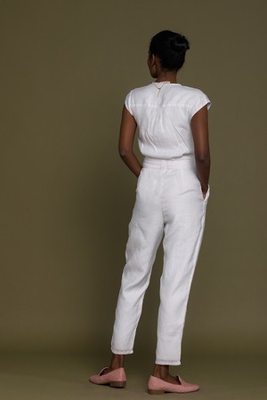Evening Chai Jumpsuit in White from Reistor