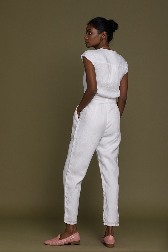 Evening Chai Jumpsuit in White from Reistor