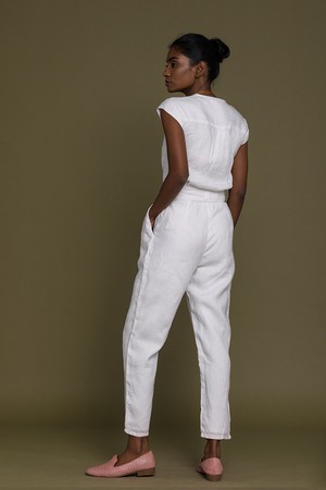 Evening Chai Jumpsuit in White from Reistor