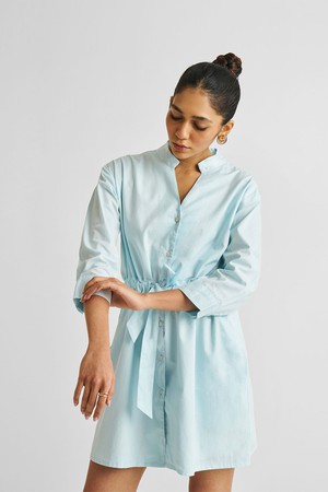 Short Tie Waist Dress in Summer Blue from Reistor