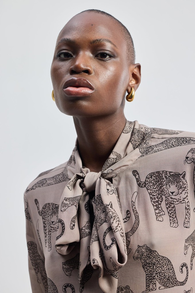 Relaxed-Fit Top with Front-tie in Animal Print from Reistor