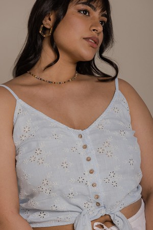 Pool Day Tan Lines Top in Blue from Reistor