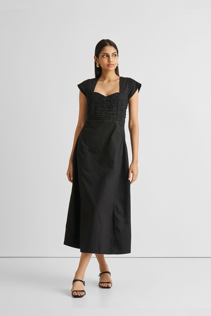 Ruched Dress with Front Slit in Black from Reistor