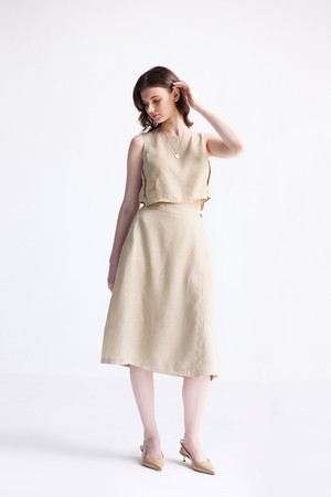 Overlap Midi Skirt in Neutral Beige from Reistor