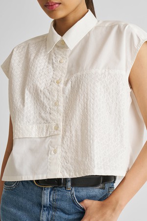 Embroidered Panel Crop Top in White from Reistor
