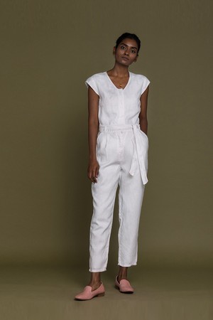 Evening Chai Jumpsuit in White from Reistor