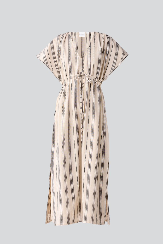 Maxi Gathered Dress with Side Slits in Stripes from Reistor