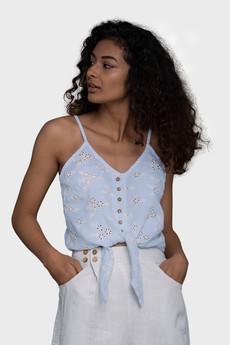 Pool Day Tan Lines Top in Blue via Reistor