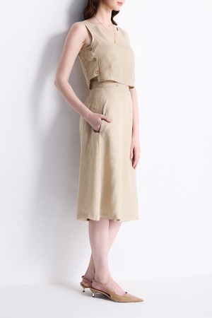 Overlap Midi Skirt in Neutral Beige from Reistor