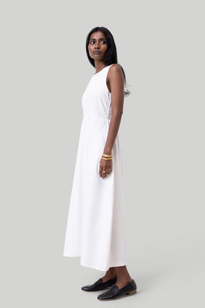 Cross-back Midi Dress in Eyelet Embroidery from Reistor