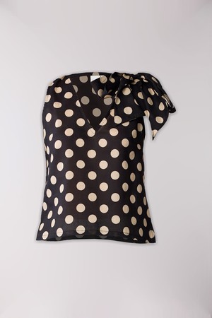 Regular V-Neck Polka Dot Top with Bow Detail from Reistor