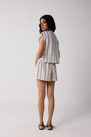 Striped Matching Set with Regular Shorts and V-neck Top from Reistor