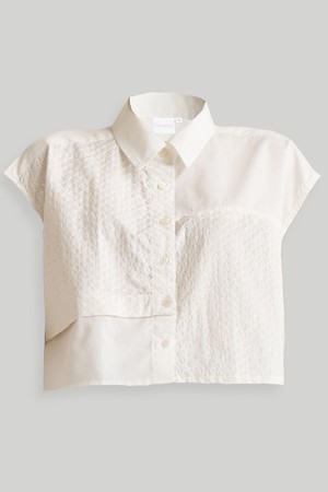 Embroidered Panel Crop Top in White from Reistor