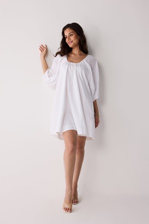 Puff Sleeved Dress with Drawstring Neckline from Reistor