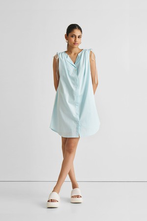 Shirt dress with Shoulder Tie Details in Summer Blue from Reistor