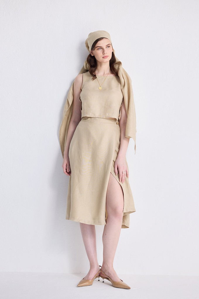 Overlap Midi Skirt in Neutral Beige from Reistor