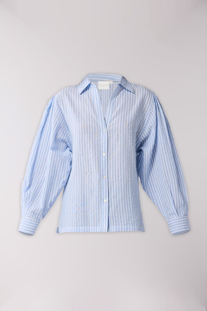 Striped Shirt with Long Balloon Sleeves in Blue from Reistor