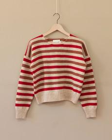 Stripe Sweater | Oatmeal & Red via ROVE