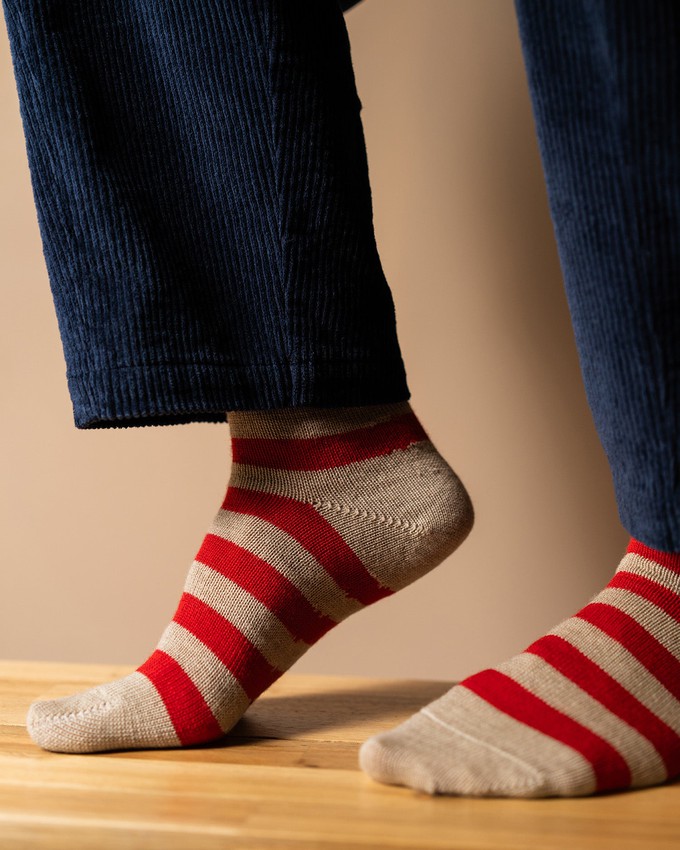 Fine Merino Wool Socks | Stripe Red from ROVE