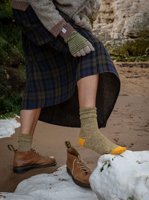 Fine Merino Wool Socks | Dark Yellow Marl from ROVE