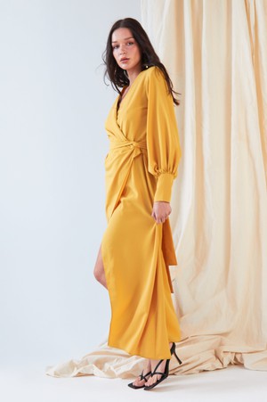 Mustard Wrap Dress from Sarvin