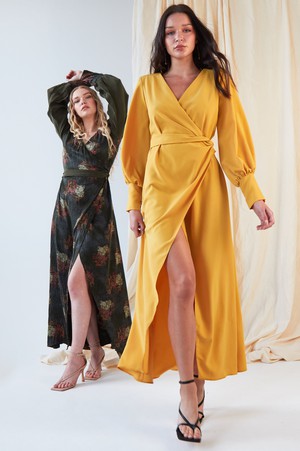 Mustard Wrap Dress from Sarvin