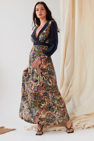 Printed Long Sleeve Maxi Dress from Sarvin